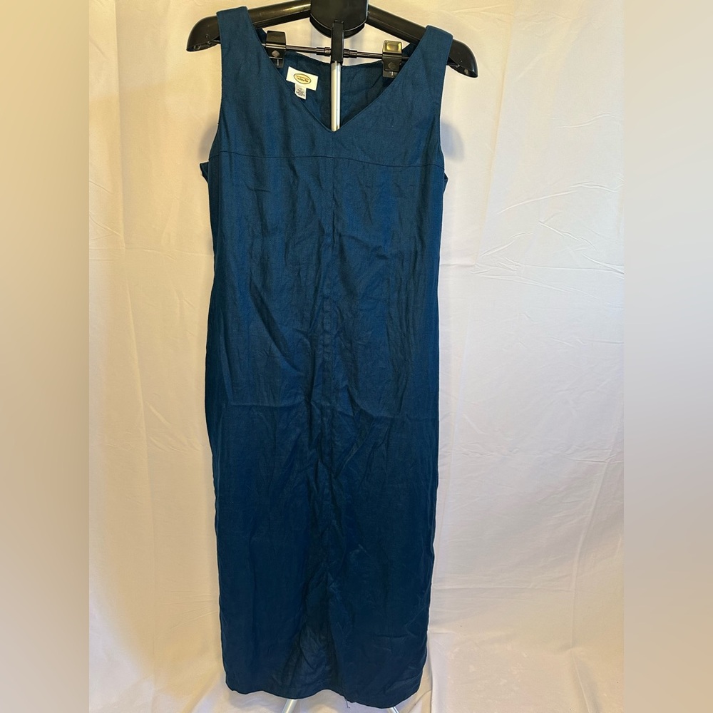 Talbots Teal Sleeveless 100% Linen Dress